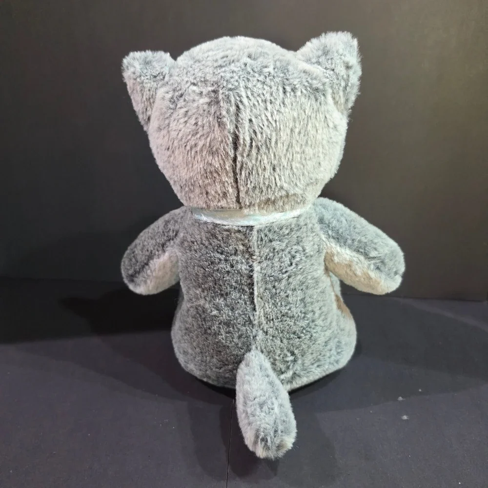 PetSmart Charities Lucky the Cat Grey & Blue Bow Squeaky Plush Dog Toy 11